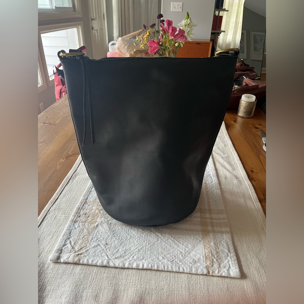 Madewell Black Leather Bucket Bag
